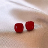 个性方糖耳钉几何方形ins风气质奶糖耳环秋冬多巴胺温柔耳饰几何风