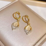 复古新中式猫眼石耳环女气质小众设计感耳扣网红水滴耳饰批发