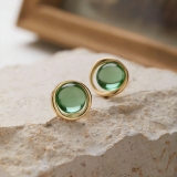 法式森系高级感耳环显白春夏ins清新小众设计绿色猫眼石耳钉