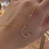 星星月亮项链女闪耀精致满钻吊坠小众设计送女友闺蜜同款锁骨链