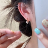 时尚百搭满钻锆石花朵耳扣小众气质简约个性设计师设计高级感耳环