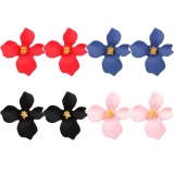 日韩清新时尚花朵耳环甜美气质彩色花瓣花朵耳钉合金烤漆耳饰品女