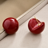 简约巴洛克珍珠圆形耳钉中古风时尚小众轻奢气质高级感几何耳环女