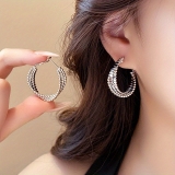 欧美跨境冷淡风几何圆形耳环轻奢高级感耳圈时尚气质简约耳饰批发