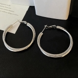 欧美简约冷淡风双圈大耳环女气质高级感大气耳圈2026年新款潮耳饰