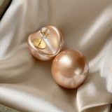 法式香槟金色珍珠耳钉女咬口设计高级感小众轻奢百搭耳饰气质耳环