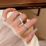 简约时尚贝壳锆石设计感叠戴戒指女小众精致开口指环食指戒配饰品