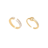 简约时尚贝壳锆石设计感叠戴戒指女小众精致开口指环食指戒配饰品