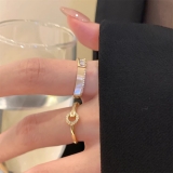简约时尚贝壳锆石设计感叠戴戒指女小众精致开口指环食指戒配饰品