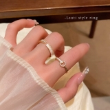 简约时尚贝壳锆石设计感叠戴戒指女小众精致开口指环食指戒配饰品