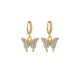 秋冬新款镶钻蝴蝶耳扣女韩国热销简约精致小众设计感气质百搭耳环