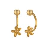 电镀小金花朵u型双耳洞耳钉耳骨钉女新中式螺丝拧扣耳环耳饰品
