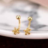 电镀小金花朵u型双耳洞耳钉耳骨钉女新中式螺丝拧扣耳环耳饰品