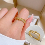 铜锆石开口扭曲女时尚微镶轻奢指环食指戒网红同款冷淡风