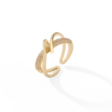 铜锆石开口扭曲女时尚微镶轻奢指环食指戒网红同款冷淡风