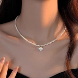 贝壳珍珠项链女2026新款爆款气质锁骨链小众设计感高级法式颈链