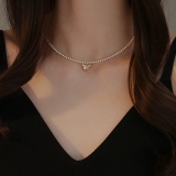 蝴蝶珍珠项链女2026新款爆款气质锁骨链小众设计感高级颈链