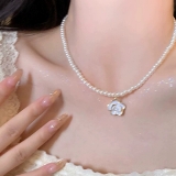 山茶花项链2026年新款爆款珍珠链女轻奢小众设计感锁骨链气质配饰