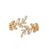 跨境新款潮叶子戒指女 时尚个性冷淡风ins潮食指戒开口可调节指