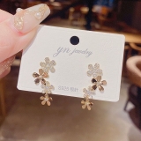 跨境环保精致花朵耳钉女长款气质小众设计高级感耳环耳饰轻奢