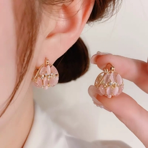 轻奢高级法式小清新时尚花篮耳扣 小众设计感气质耳环