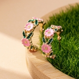 欧美跨境潮流新款彩色花朵设计感山茶花耳钉优雅时尚耳环耳饰品