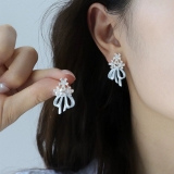 韩系滴油水钻花朵蝴蝶结耳环简约甜美耳钉百搭气质高级感耳饰